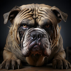 Obraz premium Charming Bulldog on White Background Capturing the Adorable Essence of a Purebred Canine Companion in a Studio Shot, Ai Generative 