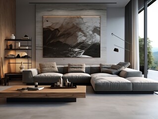 Modern living room with sofa generative ai