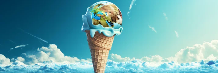 Foto auf Alu-Dibond earth globe in an ice cream cone © overrust