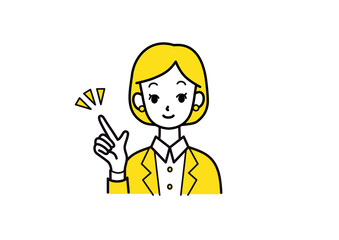 笑顔でポイントを紹介する女性