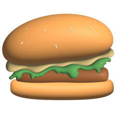 Hamburger breakfast 3d