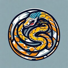 An abstract logo for a business or sports team featuring a caricature of a snake that is suitable for a t-shirt graphic.
