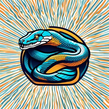 An abstract logo for a business or sports team featuring a caricature of a snake that is suitable for a t-shirt graphic.