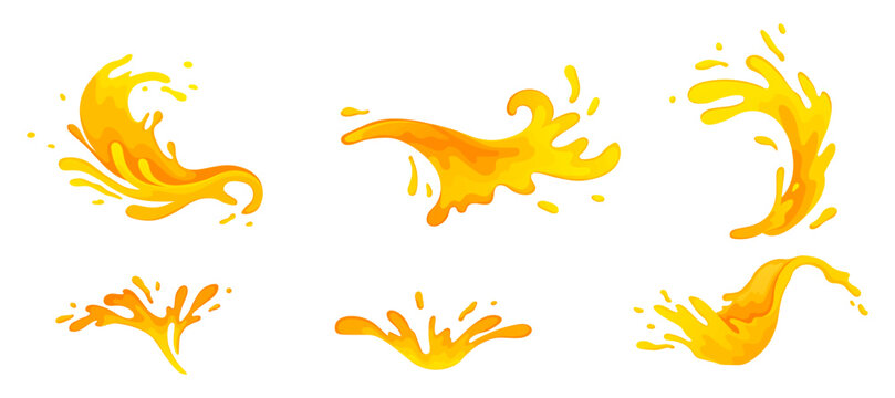 Water and juice splash liquide. Vector Illustration. A spill shape, testament to unpredictable beauty of chaos A orange splash, sudden burst of aquatic joy Fresh juice splashed, colorful spectacle