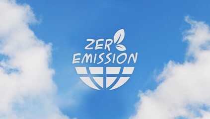 zero emission sign on white background - obrazy, fototapety, plakaty