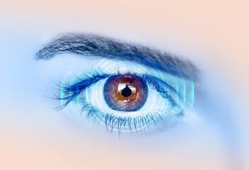 Close up of an eye and vision test