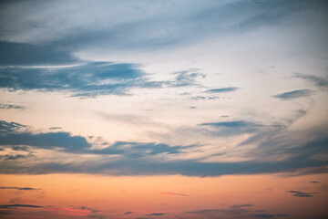 Fototapeta na wymiar Beautiful blue pink sky at sunset. Natural background