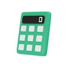 3d green calculator icon school office isolated with clipping path. Object on math, finance, accounting and economy. Modern web symbol
