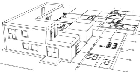 modern residential architecture plan 3d illustration © Svjatoslav