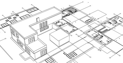 modern residential architecture plan 3d illustration © Svjatoslav