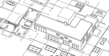 modern residential architecture plan 3d illustration © Svjatoslav
