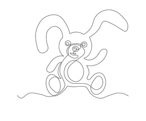 abstract baby bunny, plush toy Continuous One Line Drawing