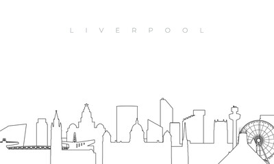 Obraz premium Outline Liverpool skyline. Trendy template with Liverpool buildings and landmarks in line style. Stock vector design.