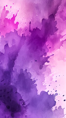 Abstract purple painting watercolor background, generative AI.