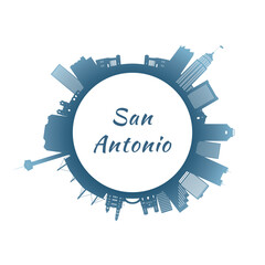 Fototapeta premium San Antonio skyline with colorful buildings. Circular style. Stock vector illustration.