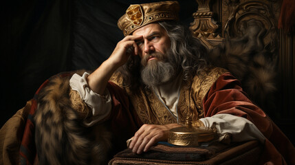 A portrait of Solomon displaying wisdom while resolving a dispute Generative AI