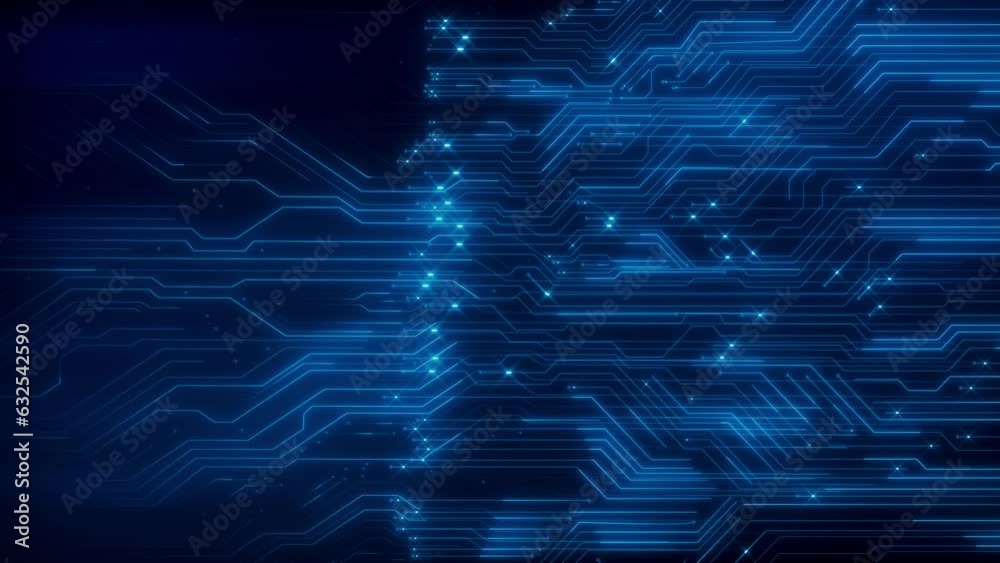 Wall mural futuristic motherboard circuit graphic 4k loop animation background. printed circuit board pcb. elec