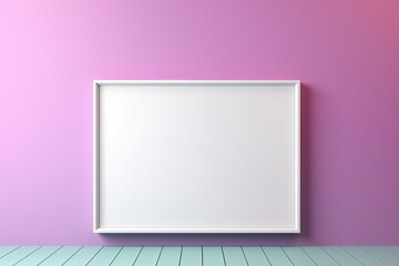 blank picture frame on pink color wall ,  wall frame mockup idea, Generative Ai