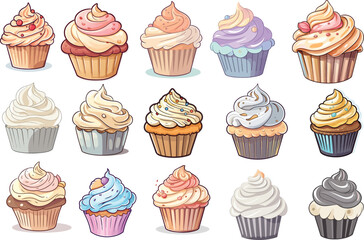 Pastel Warm Set of Cupcakes