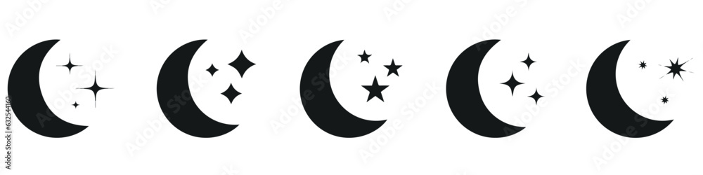 Wall mural half moon outline and filled vector icon sign symbol.eps 10