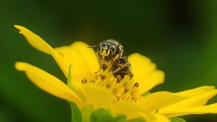 bee take a pollen in nature