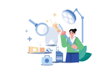 Dental Hygienist Illustration concept. Flat illustration isolated on white background