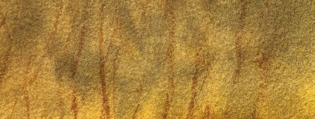 Texture of old yellow and ocher paper, closeup. Abstract art background golden color. Watercolor...