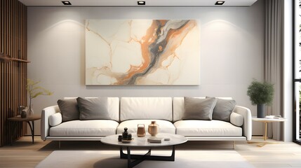 contemporary living room with furniture and a painting. modern style. generative AI illustration.