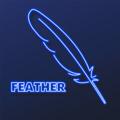 feather neon sign, modern glowing banner design, colorful modern design trends on black background. Vector illustration.