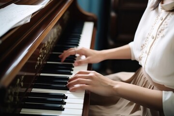 Obraz premium cropped shot of a woman playing the piano in a music room