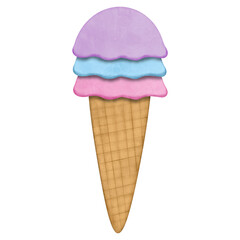 Ice Cream Cone with Different Flavors