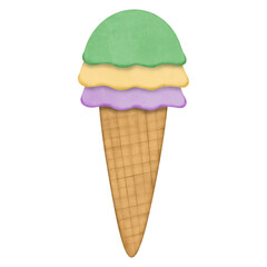 Ice Cream Cone with Different Flavors