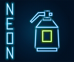 Glowing neon line Paint spray gun icon isolated on black background. Colorful outline concept. Vector