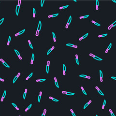 Line Knife icon isolated seamless pattern on black background. Cutlery symbol. Vector