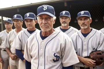 portrait of a baseball team standing together on the field