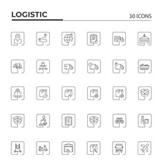 Obraz na płótnie Canvas Logistic Square Line Icon Set