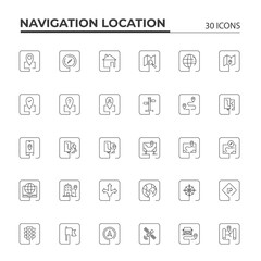 Naklejka na ściany i meble Navigation and Location Square Line Icon Set