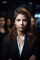 Obraz premium portrait of a young woman standing in front of her colleagues