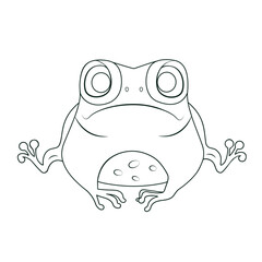 Cartoon frog outline for coloring. Coloring book for children. Frog logo. Vector.