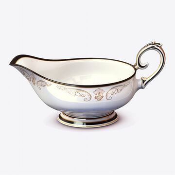 Gravy boat isolated on transparent or white background with generate Ai 