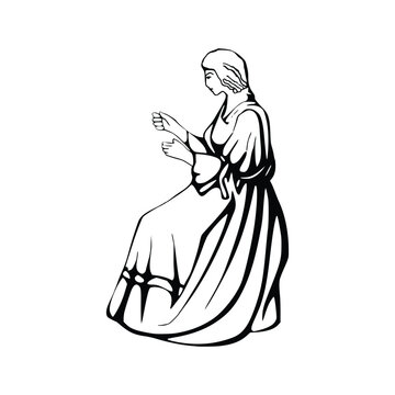The image of the Virgin Mary on a white background. Vector illustration