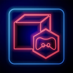 Glowing neon NFT Digital crypto art icon isolated on black background. Non fungible token. Vector