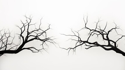 Outline of tree branches on a white backdrop