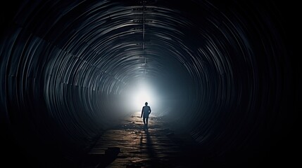 dark figure in a tunnel