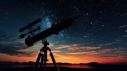 Twilight sky astronomy telescope silhouette