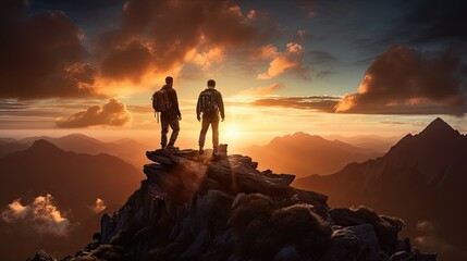 two companions atop a peak