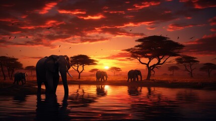 Fototapeta na wymiar Elephants in the scenery