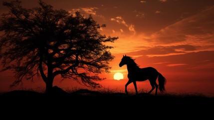 Dawn s silhouette of a horse