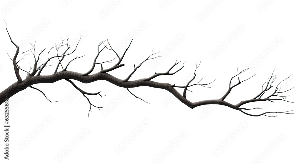 Aufkleber silhouette of a tree branch on white background