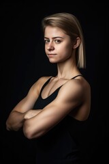 Fototapeta premium studio portrait of a beautiful young woman holding up her bicep